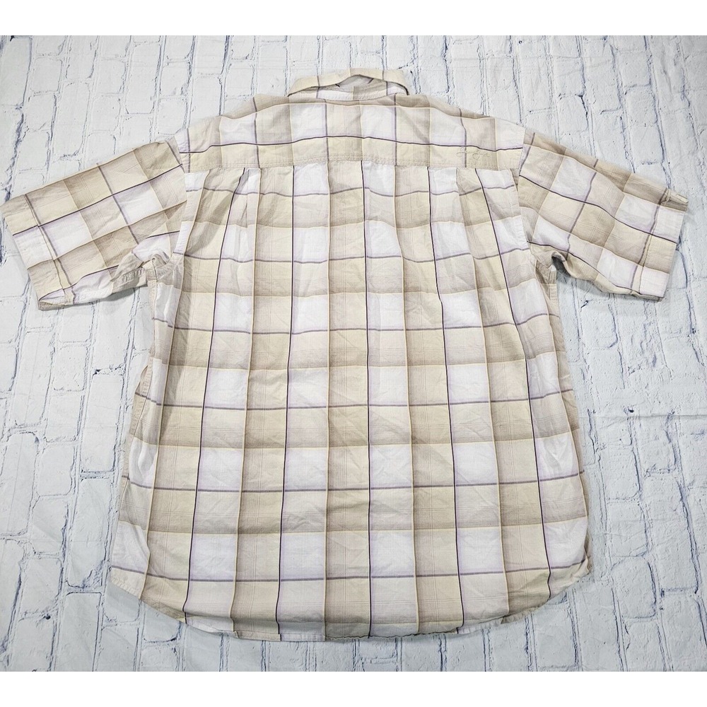 Sean John Shirt MENS SZ XXL Beige Purple Plaid Button Up Short Sleeve Y2K Diddy - Picture 7 of 11
